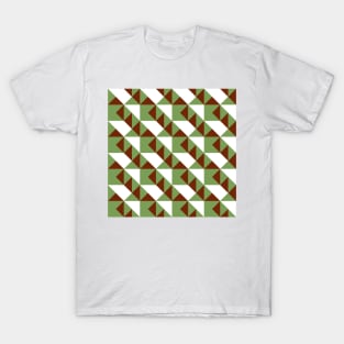 ’Zangles’ - in Apple Green and Burgundy on a White base T-Shirt